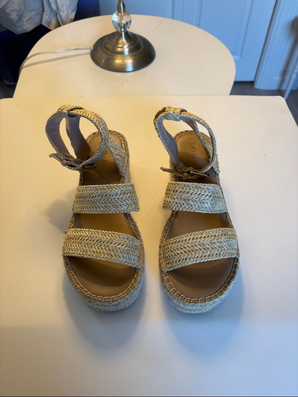 Braided Espadrille Platform Sandals - Natural Tan